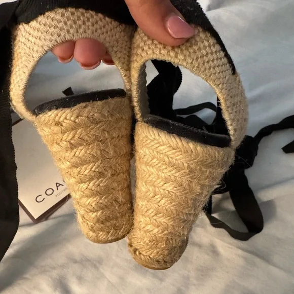 Coach Black and Tan insignia Espadrille Wedges - Picture 11 of 12